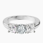 Platinum Kinsley Three Stone Side Cushion Lab Diamond Ring front image