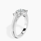 Platinum Kinsley Three Stone Side Cushion Lab Diamond Ring standing product image one