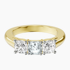 18kt Yellow Gold Kinsley Three Stone Side Cushion Lab Diamond Ring front image