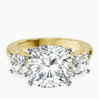 14kt Yellow Gold Kinsley Three Stone Side Cushion Lab Diamond Ring front image