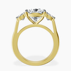14kt Yellow Gold Kinsley Three Stone Side Cushion Lab Diamond Ring side right image one