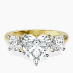 10kt Yellow Gold Kinsley Three Stone Side Cushion Lab Diamond Ring front image