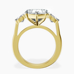 14kt Yellow Gold Kinsley Three Stone Side Cushion Lab Diamond Ring side right image one