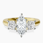 14kt Yellow Gold Kinsley Three Stone Side Cushion Lab Diamond Ring front image