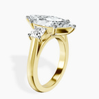 18kt Yellow Gold Kinsley Three Stone Side Cushion Lab Diamond Ring standing product image one