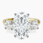 18kt Yellow Gold Kinsley Three Stone Side Cushion Lab Diamond Ring front image