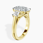 18kt Yellow Gold Kinsley Three Stone Side Cushion Lab Diamond Ring standing product image one
