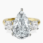 18kt Yellow Gold Kinsley Three Stone Side Cushion Lab Diamond Ring front image