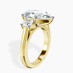 18kt Yellow Gold Kinsley Three Stone Side Cushion Lab Diamond Ring standing product image one