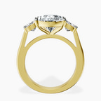 18kt Yellow Gold Kinsley Three Stone Side Cushion Lab Diamond Ring side right image one