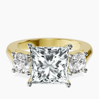 14kt Yellow Gold Kinsley Three Stone Side Cushion Lab Diamond Ring front image