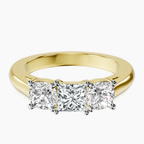 14kt Yellow Gold Kinsley Three Stone Side Cushion Lab Diamond Ring front image