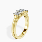 14kt Yellow Gold Kinsley Three Stone Side Cushion Lab Diamond Ring standing product image one