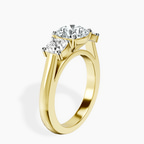 14ct Yellow Gold Kinsley Three Stone Side Cushion Lab Diamond Ring standing product image one