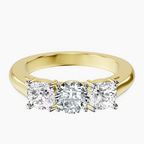 14kt Yellow Gold Kinsley Three Stone Side Cushion Lab Diamond Ring front image