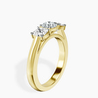 14kt Yellow Gold Kinsley Three Stone Side Cushion Lab Diamond Ring standing product image one