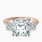 14kt Rose Gold Emery Three Stone Side Cushion Lab Diamond Ring front image