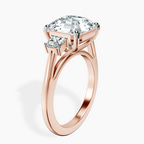 14kt Rose Gold Emery Three Stone Side Cushion Lab Diamond Ring standing product image one