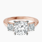 10kt Rose Gold Emery Three Stone Side Cushion Lab Diamond Ring front image