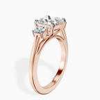 10kt Rose Gold Emery Three Stone Side Cushion Lab Diamond Ring standing product image one