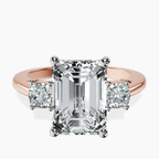 14kt Rose Gold Emery Three Stone Side Cushion Lab Diamond Ring front image