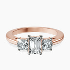 14kt Rose Gold Emery Three Stone Side Cushion Lab Diamond Ring front image