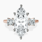 10kt Rose Gold Emery Three Stone Side Cushion Lab Diamond Ring front image