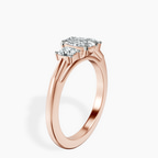 14kt Rose Gold Emery Three Stone Side Cushion Lab Diamond Ring standing product image one