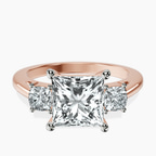 14kt Rose Gold Emery Three Stone Side Cushion Lab Diamond Ring front image