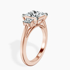 14kt Rose Gold Emery Three Stone Side Cushion Lab Diamond Ring standing product image one