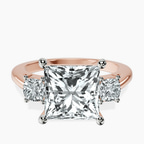 14kt Rose Gold Emery Three Stone Side Cushion Lab Diamond Ring front image