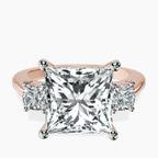 14kt Rose Gold Emery Three Stone Side Cushion Lab Diamond Ring front image