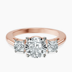 14kt Rose Gold Emery Three Stone Side Cushion Lab Diamond Ring front image