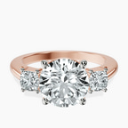 14kt Rose Gold Emery Three Stone Side Cushion Lab Diamond Ring front image