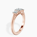 14kt Rose Gold Emery Three Stone Side Cushion Lab Diamond Ring standing product image one