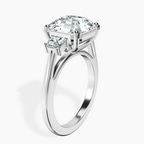 Platinum Emery Three Stone Side Cushion Lab Diamond Ring standing product image one
