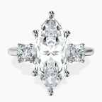 Platinum Emery Three Stone Side Cushion Lab Diamond Ring front image