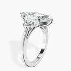 Platinum Emery Three Stone Side Cushion Lab Diamond Ring standing product image one