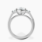 Platinum Emery Three Stone Side Cushion Lab Diamond Ring side right image one