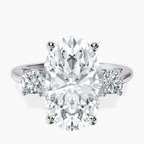 Platinum Emery Three Stone Side Cushion Lab Diamond Ring front image