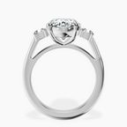 Platinum Emery Three Stone Side Cushion Lab Diamond Ring side right image one
