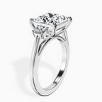 Platinum Emery Three Stone Side Cushion Lab Diamond Ring standing product image one