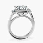 Platinum Emery Three Stone Side Cushion Lab Diamond Ring side right image one
