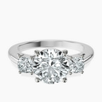 14ct White Gold Emery Three Stone Side Cushion Lab Diamond Ring front image