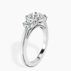 14ct White Gold Emery Three Stone Side Cushion Lab Diamond Ring standing product image one