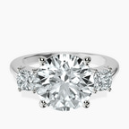 14kt White Gold Emery Three Stone Side Cushion Lab Diamond Ring front image