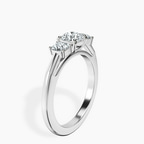 10kt White Gold Emery Three Stone Side Cushion Lab Diamond Ring standing product image one