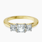 18kt Yellow Gold Emery Three Stone Side Cushion Lab Diamond Ring front image