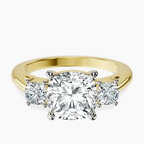 14kt Yellow Gold Emery Three Stone Side Cushion Lab Diamond Ring front image