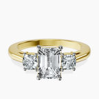 18kt Yellow Gold Emery Three Stone Side Cushion Lab Diamond Ring front image